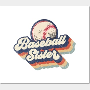 Retro Baseball Sister Mother's Day Posters and Art